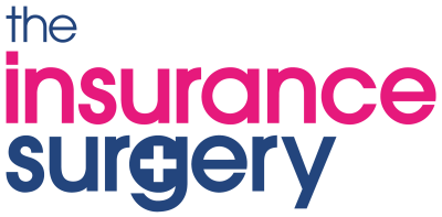 The text 'the insurance surgery' is displayed in pink and blue lettering.