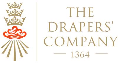 An image of the Drapers' Company logo next to text that reads "The Drapers' Company, 1364". The logo appears as 3 golden crowns stacked vertically on top of an abstract red cloud.