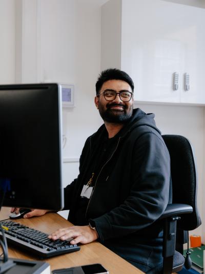 healthcare workers using computer